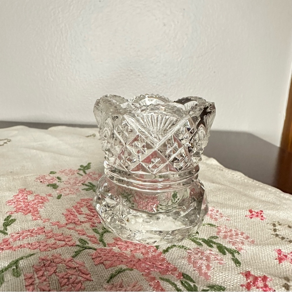 Vintage Westmoreland Pressed Glass Toothpick Holder Fan & Diamond Point Pattern